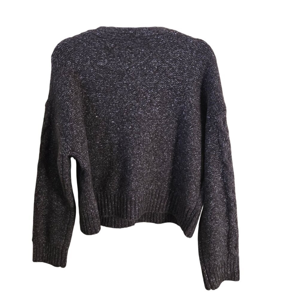 Lucky Brand 2025 Brown Marled Chunky CableKnit V Neck Wool Blend Cardigan Size M - Picture 3 of 8